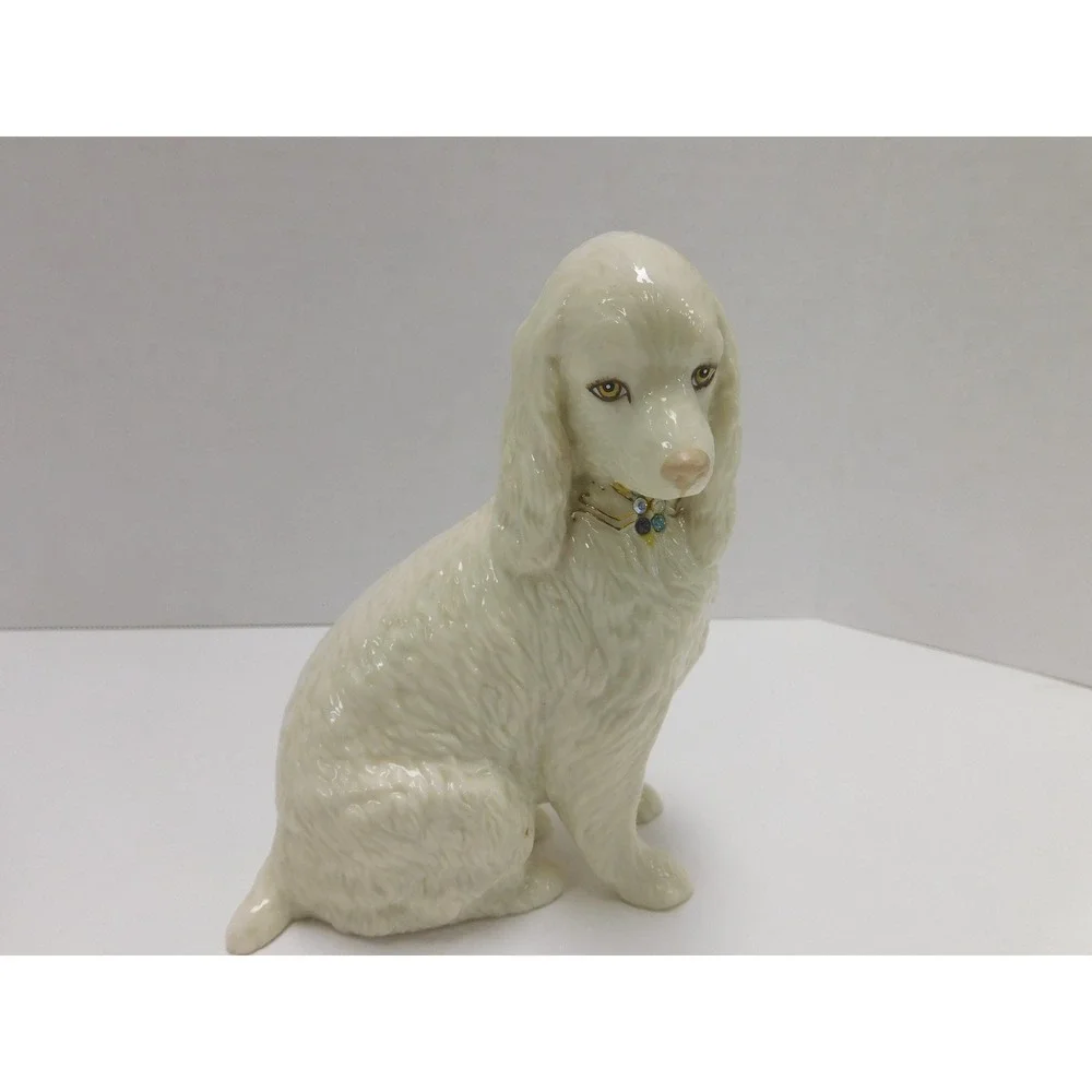 Two Lenox Figurines Cocker-Spaniel w/ Gem Collar & Cat w/Gem Collar DW799